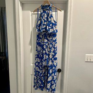 INC Blue Floral Halter High-Low Dress